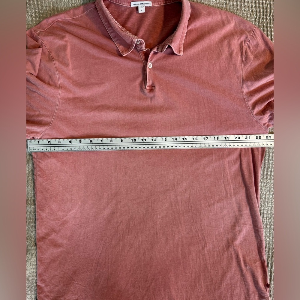 James Perse Standard Polo Shirt Made USA Garment Dyed Rose Large - Picture 6 of 11